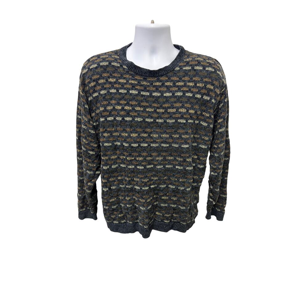 🧥 Knightsbridge Large Vintage Abstract Knit Sweater 90s Grandpa Core